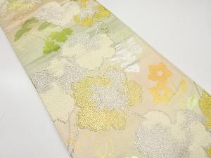 アンティーク　蔦の葉に草花模様織り出し袋帯(材料)